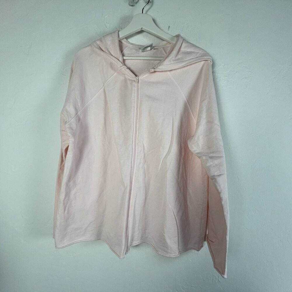 Hot Cotton By Marc Ware Womens Light Pink Hooded Zip-Up Jacket Large Lightweight